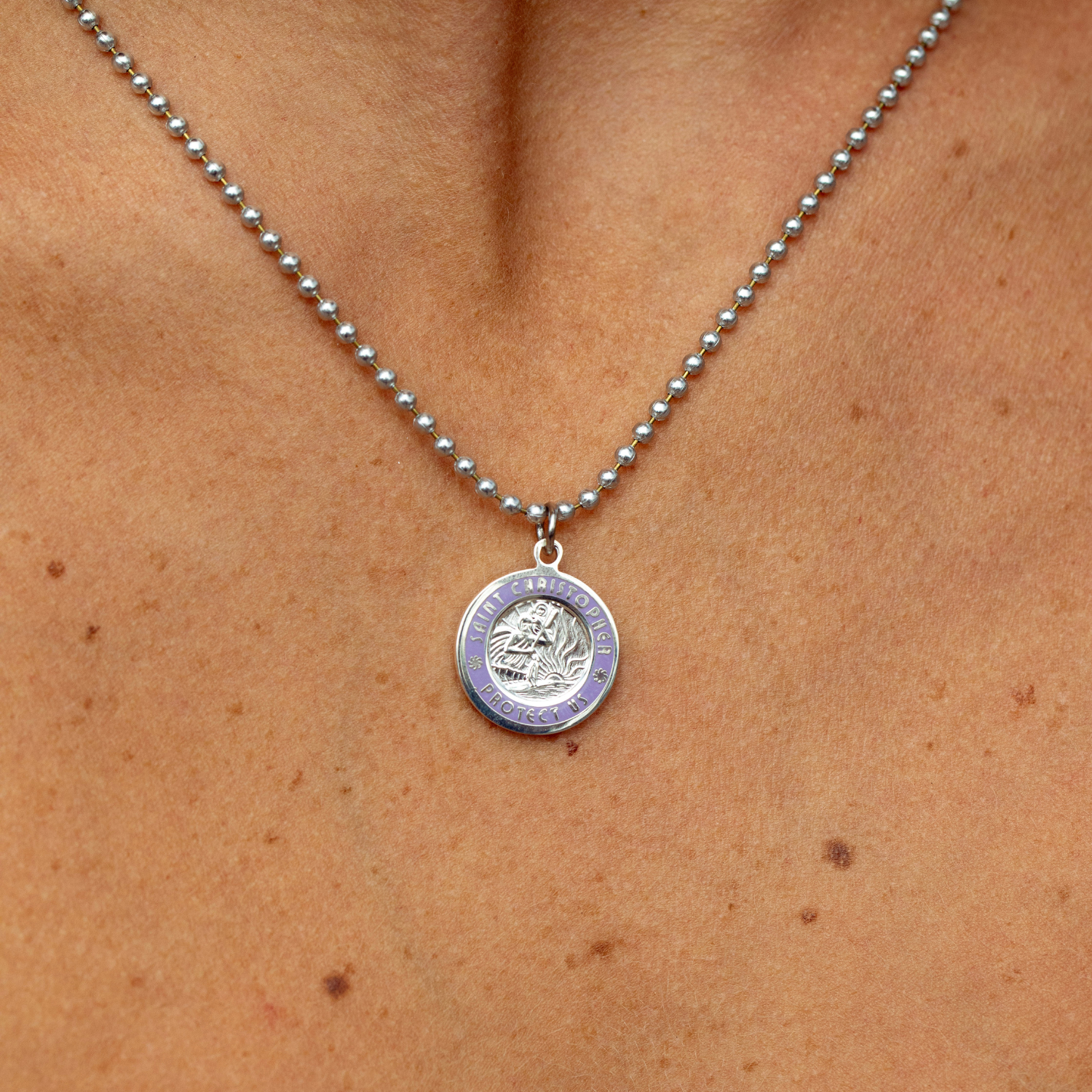 St. Christopher Necklace in Silver + Lavender // Get Back Necklaces St. Christopher Necklace in Silver + Lavender // Get Back Necklaces