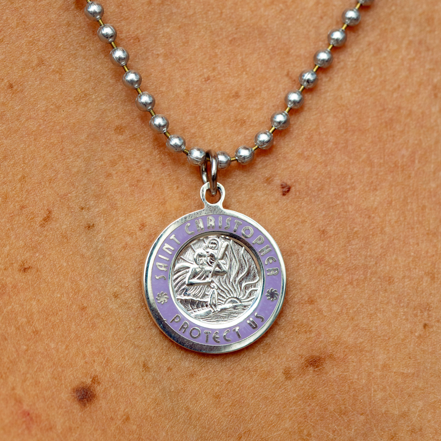 St. Christopher Necklace in Silver + Lavender // Get Back Necklaces St. Christopher Necklace in Silver + Lavender // Get Back Necklaces