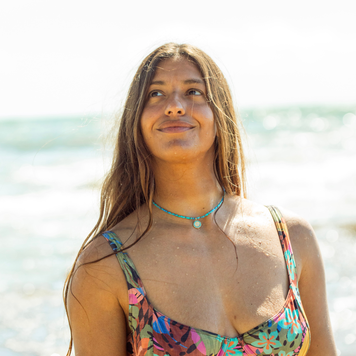 Blue Lagoon Beaded Choker - Gold / Baby Blue