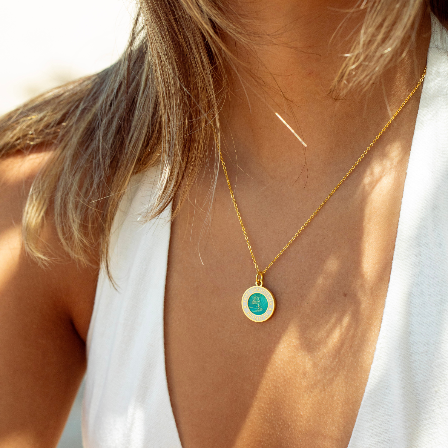 Medium - Gold / Aqua White