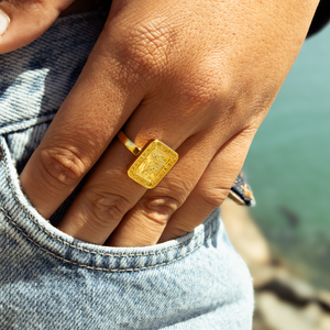 Gold St. Christopher Rectangle Ring