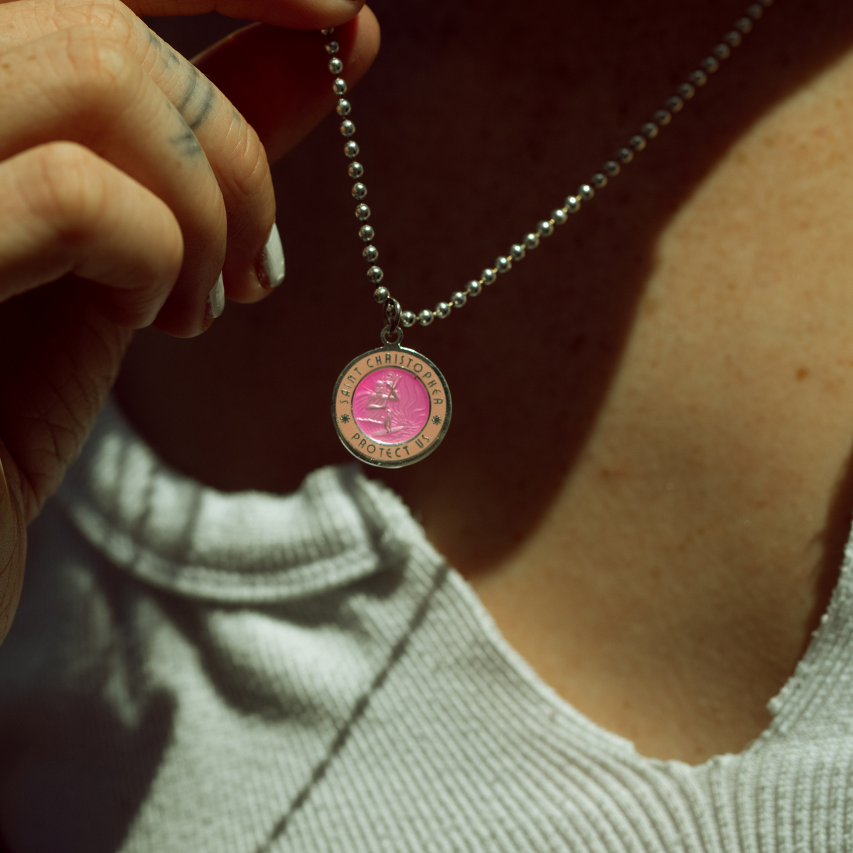 St. Christopher Necklace in Fuchsia + Pink // Get Back Necklaces
