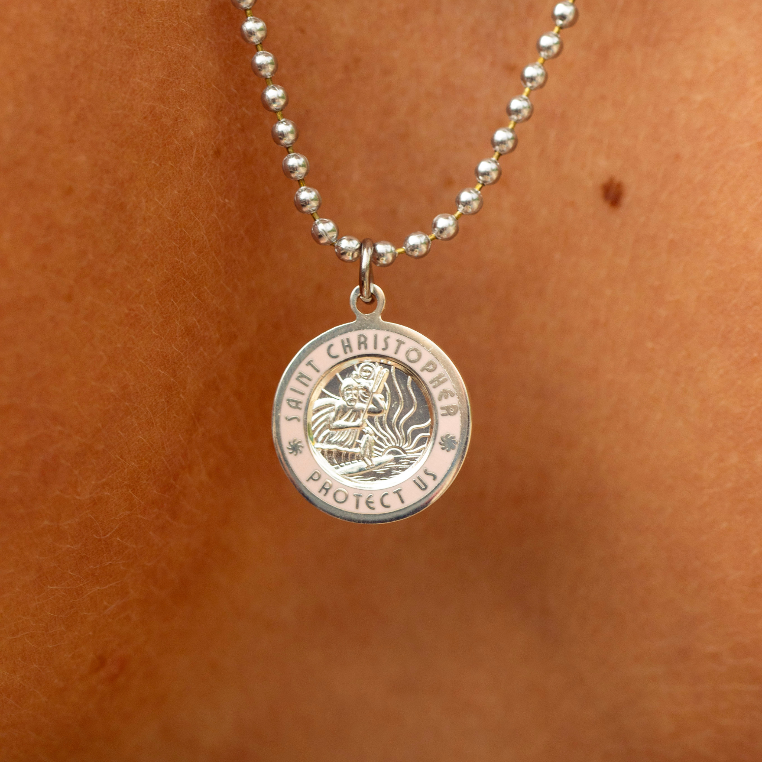 St. Christopher Necklace in Rosy Pink // Get Back Necklaces St. Christopher Necklace in Rosy Pink // Get Back Necklaces