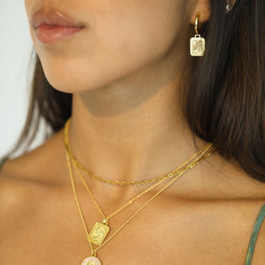 Gold St. Christopher Rectangle Earrings