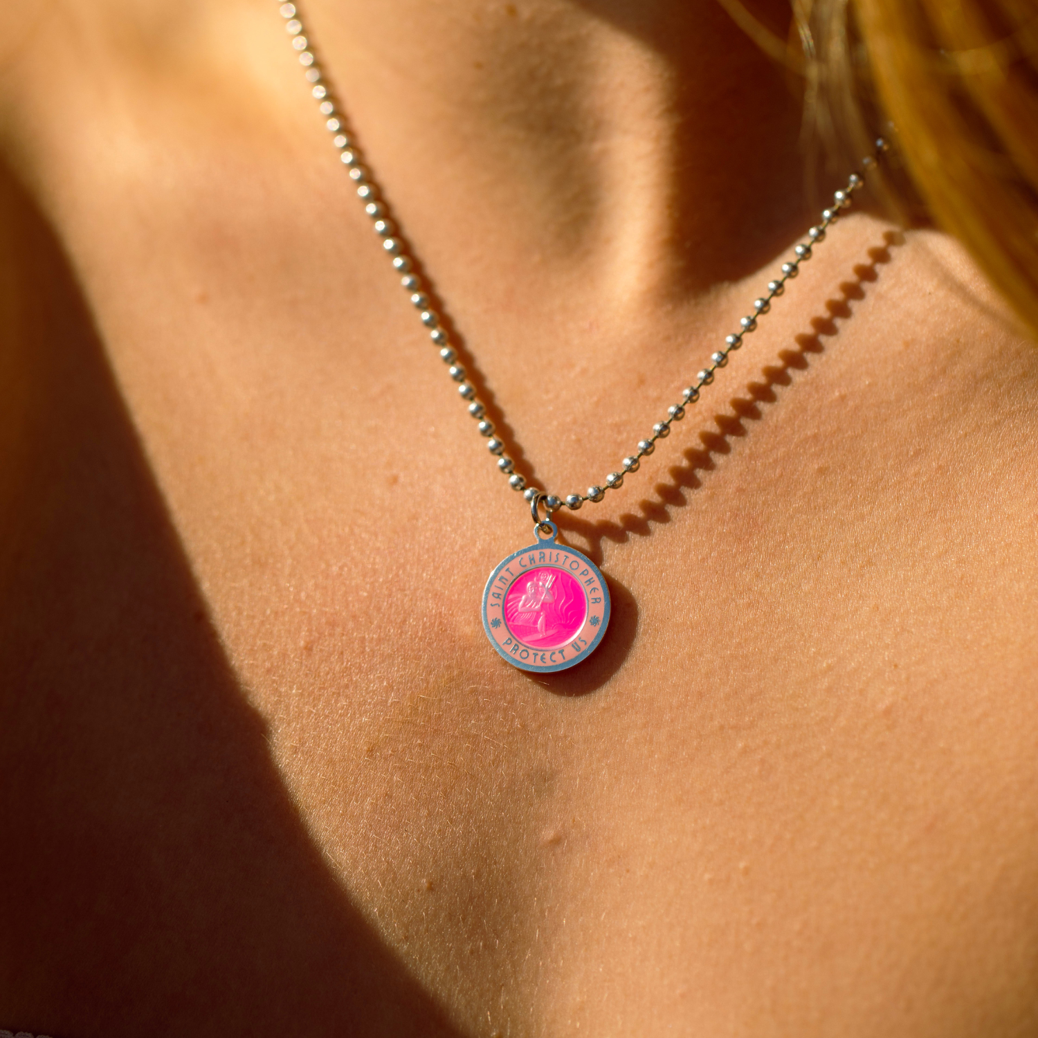 St. Christopher Necklace in Fuchsia + Pink // Get Back Necklaces St. Christopher Necklace in Fuchsia + Pink // Get Back Necklaces