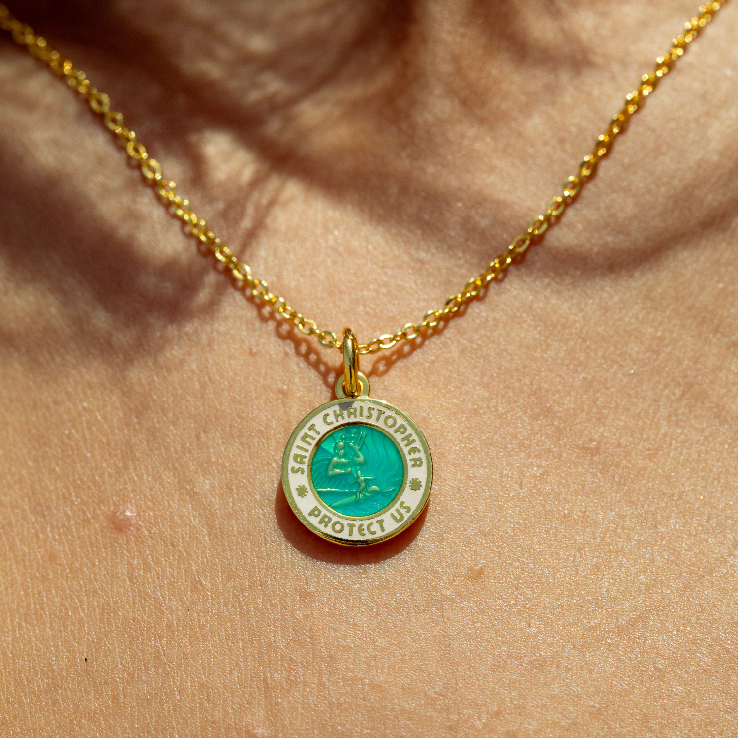 Small - Gold / Aqua White