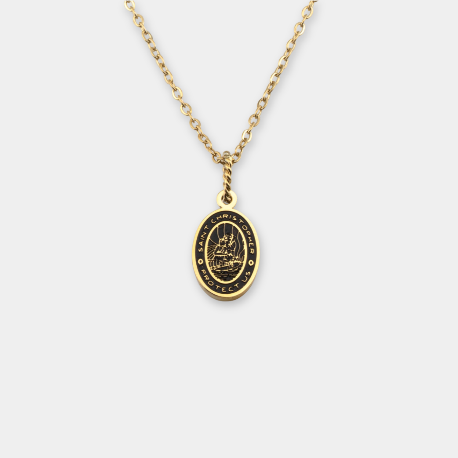 Gold Oval St. Christopher Necklace