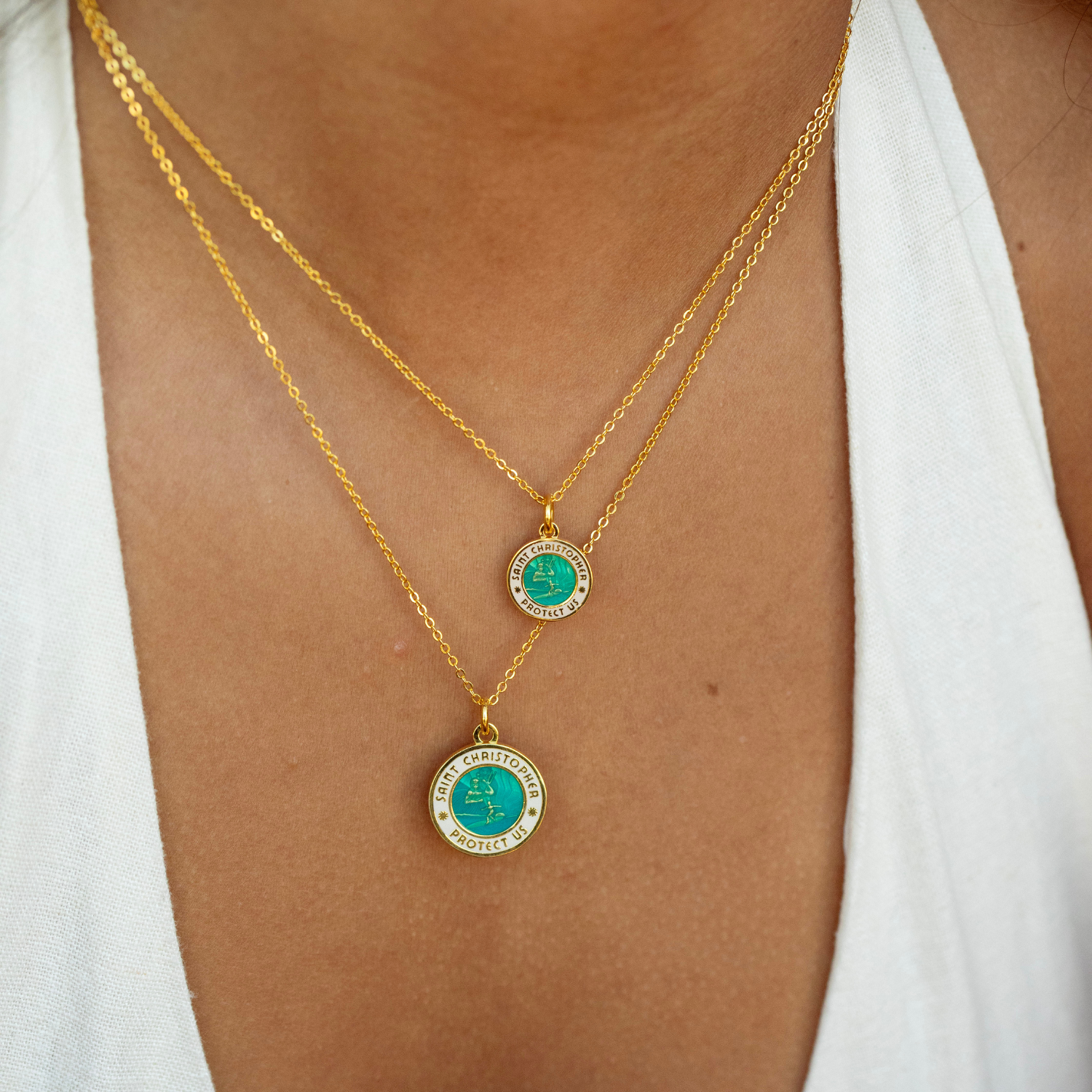 Small - Gold / Aqua White
