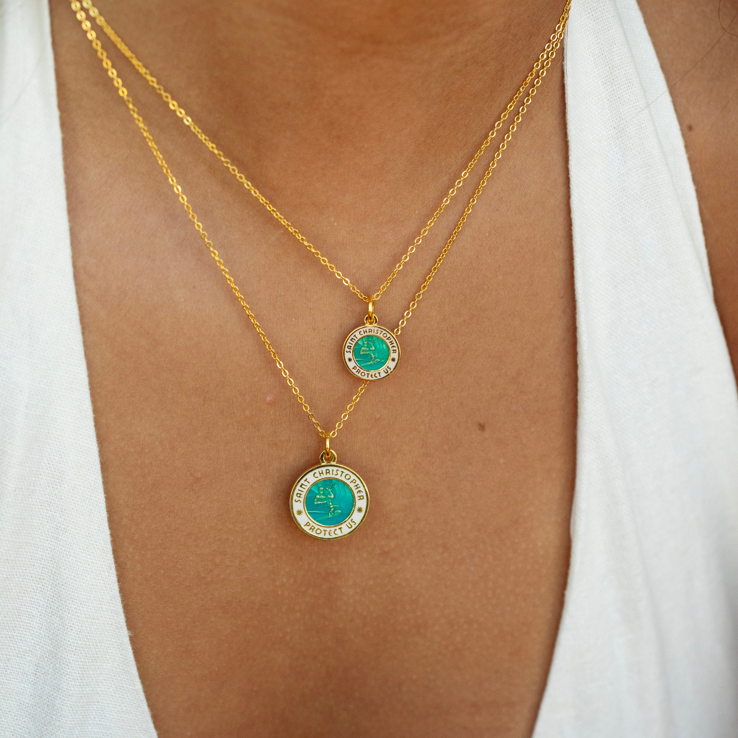 Medium - Gold / Aqua White
