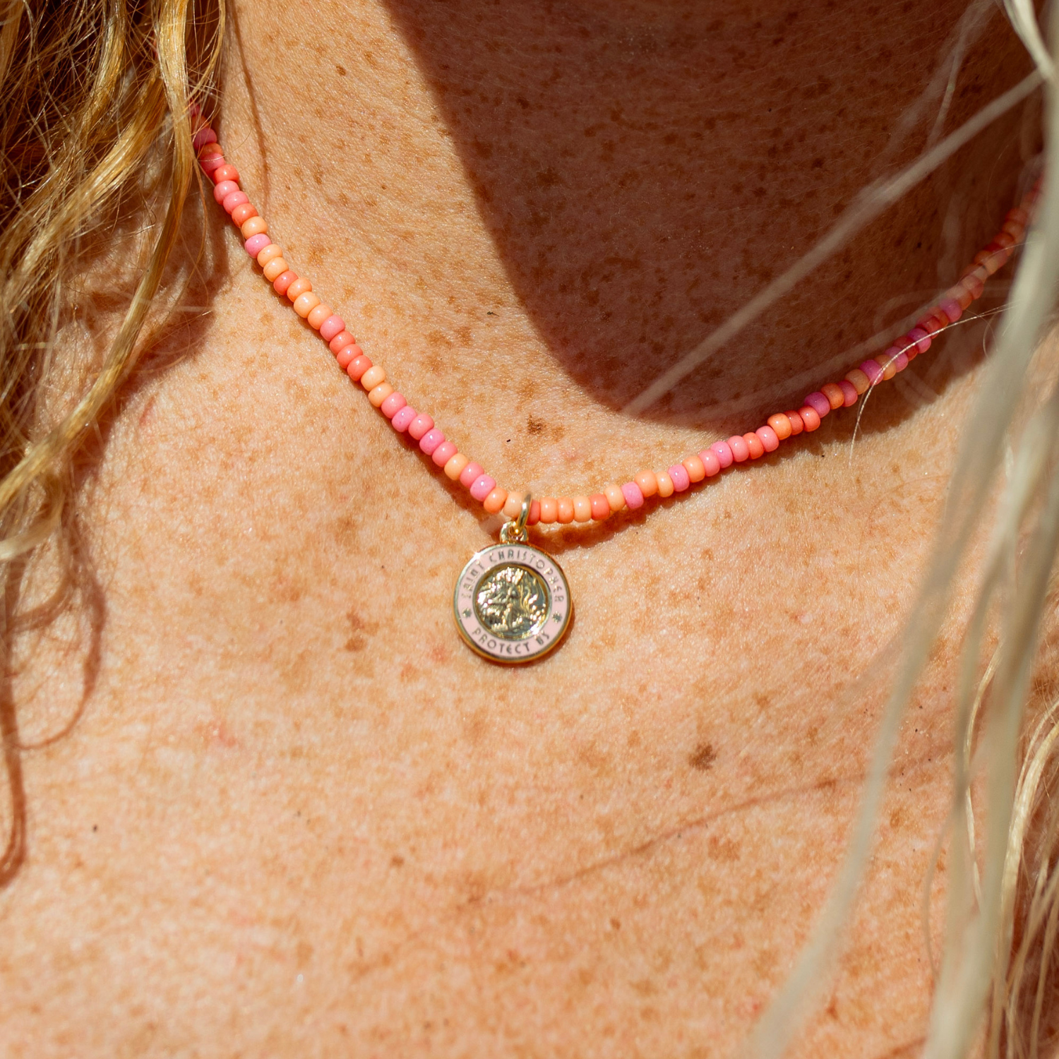 Pink Palms Beaded Choker - Gold / Pink