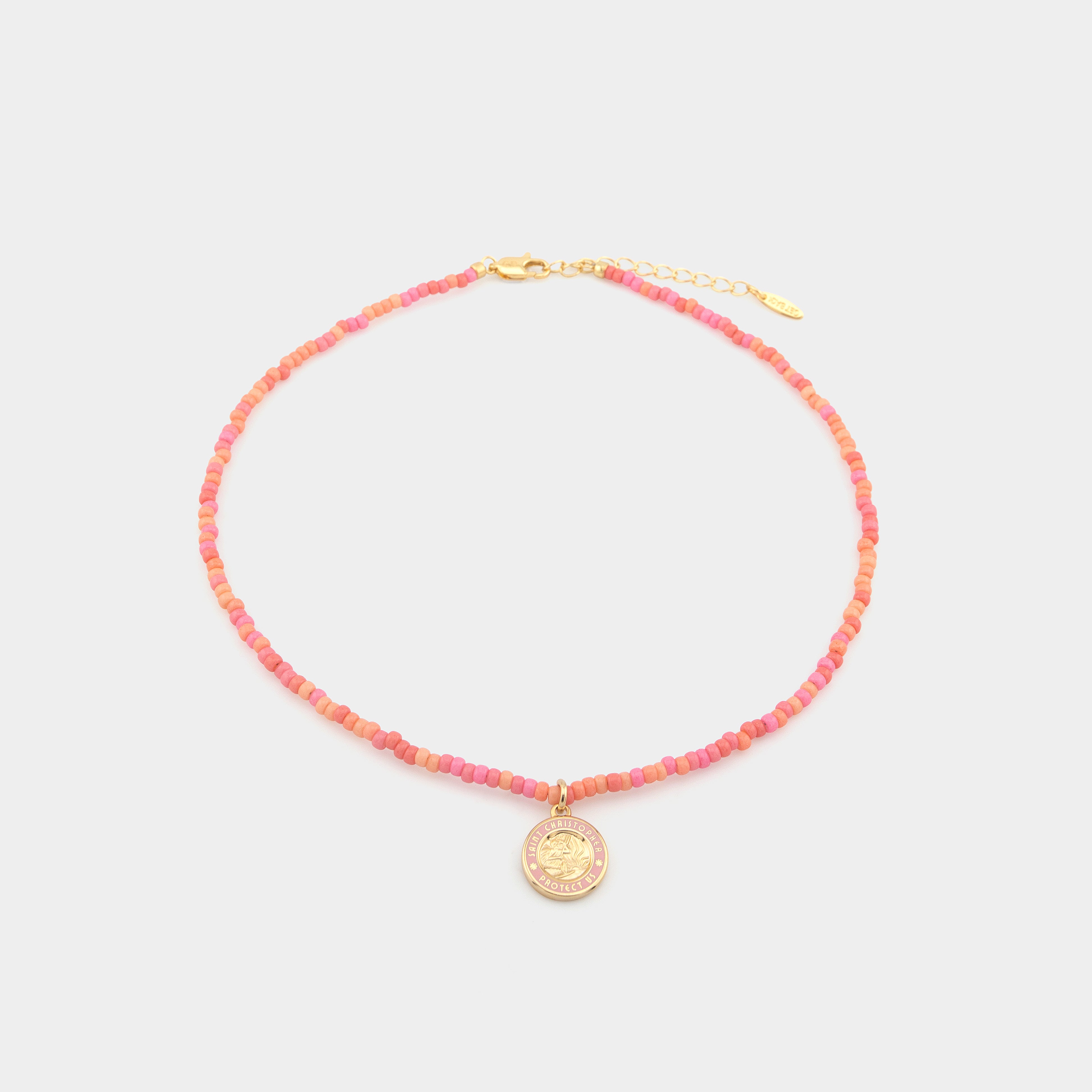 Pink Palms Beaded Choker - Gold / Pink