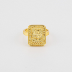 Gold St. Christopher Rectangle Ring