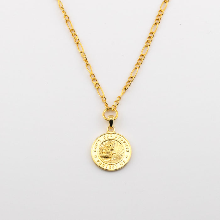 Gold Figaro St. Christopher Medallion