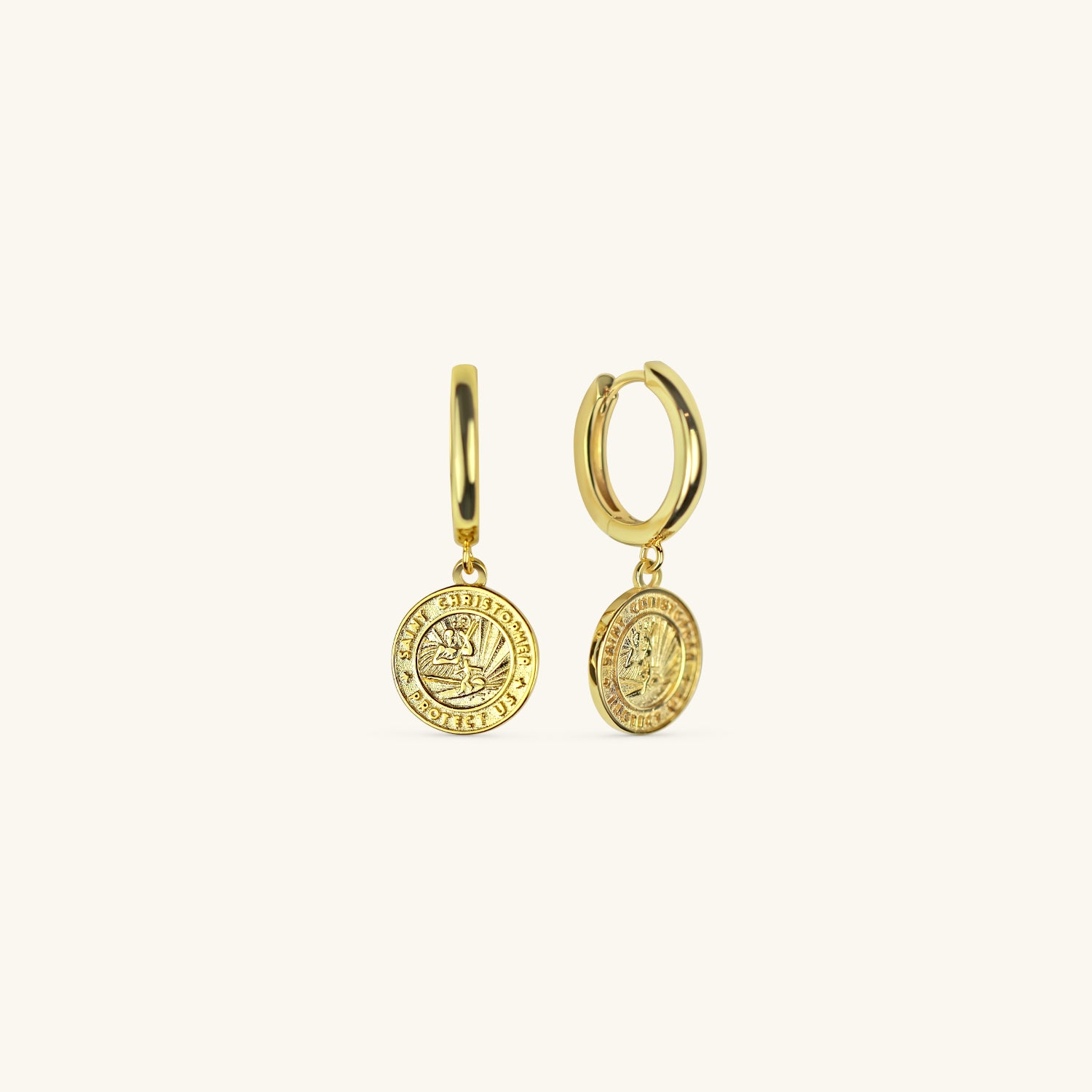 Gold St. Christopher Earrings