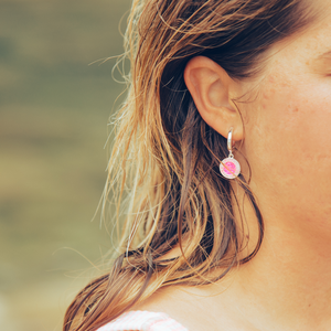 St. Christopher Earrings - Pink / Pink