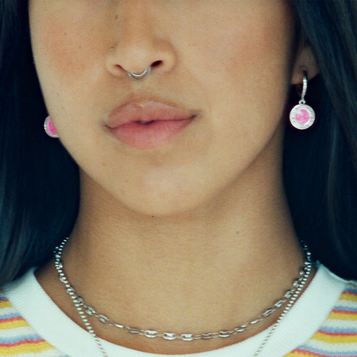 St. Christopher Earrings - Pink / Pink