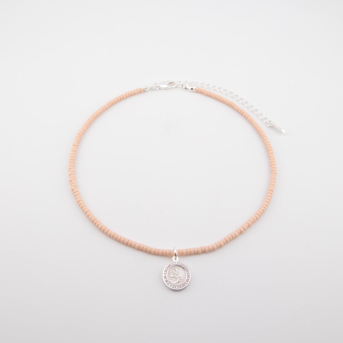 Beaded St. Christopher Choker with Pink Charm // Get Back Necklaces