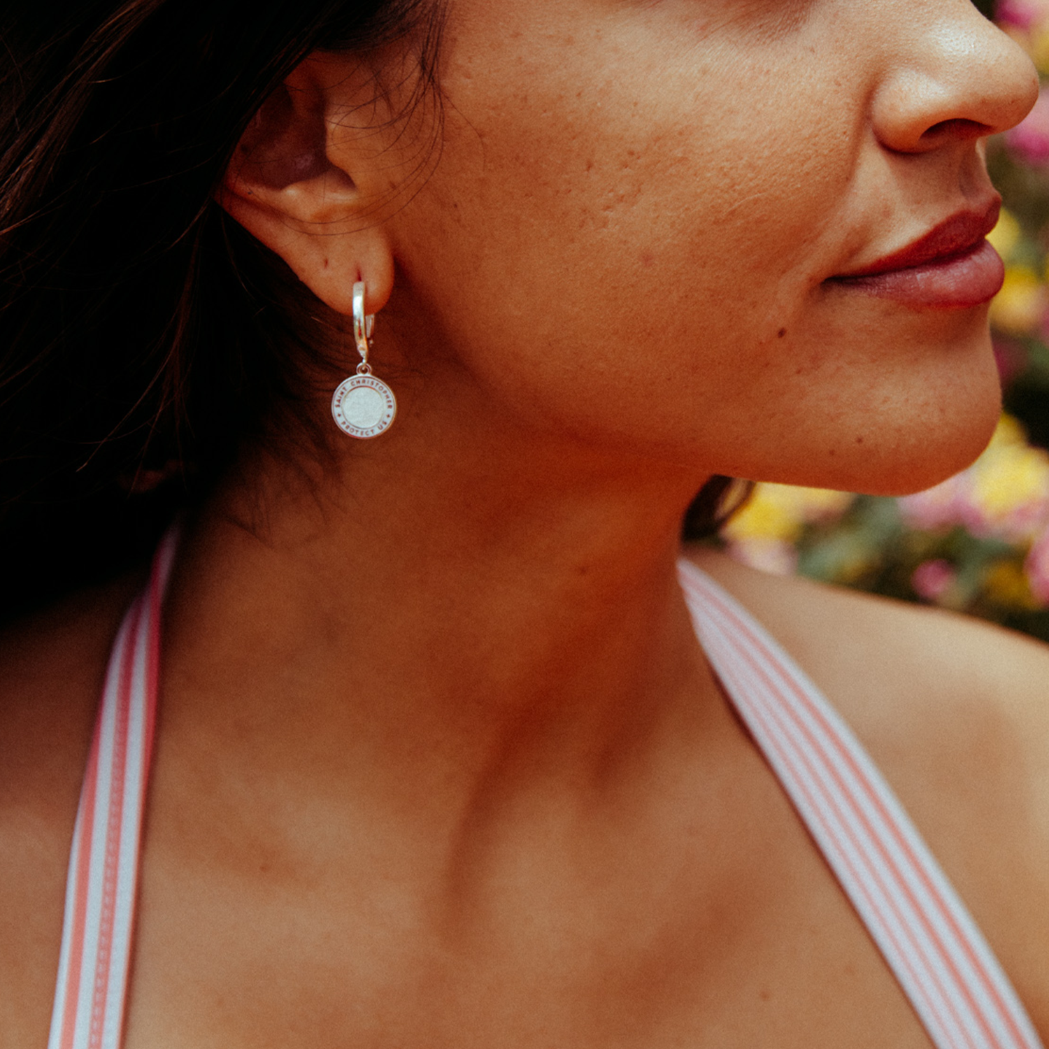 St. Christopher Earrings - White / White