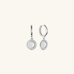 St. Christopher Earrings - White / White