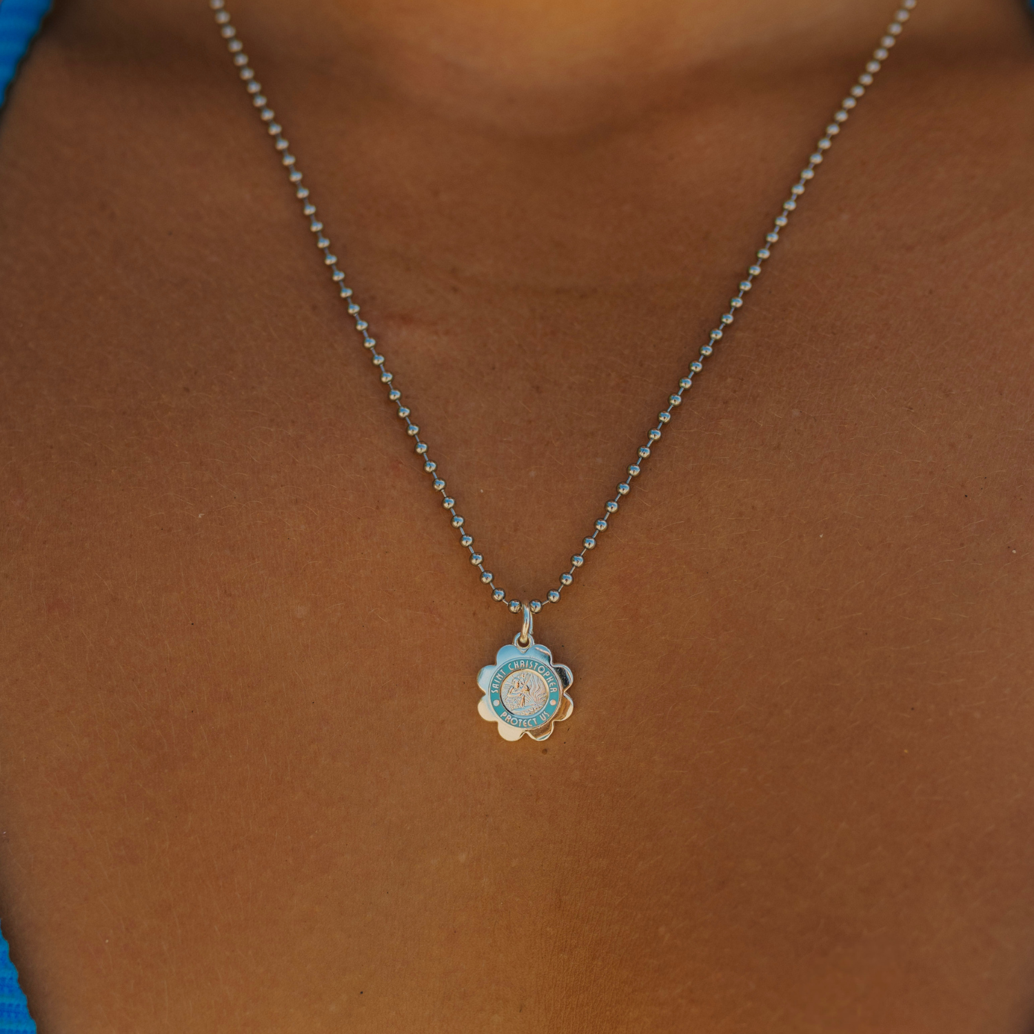 Flower - Silver / Baby Blue