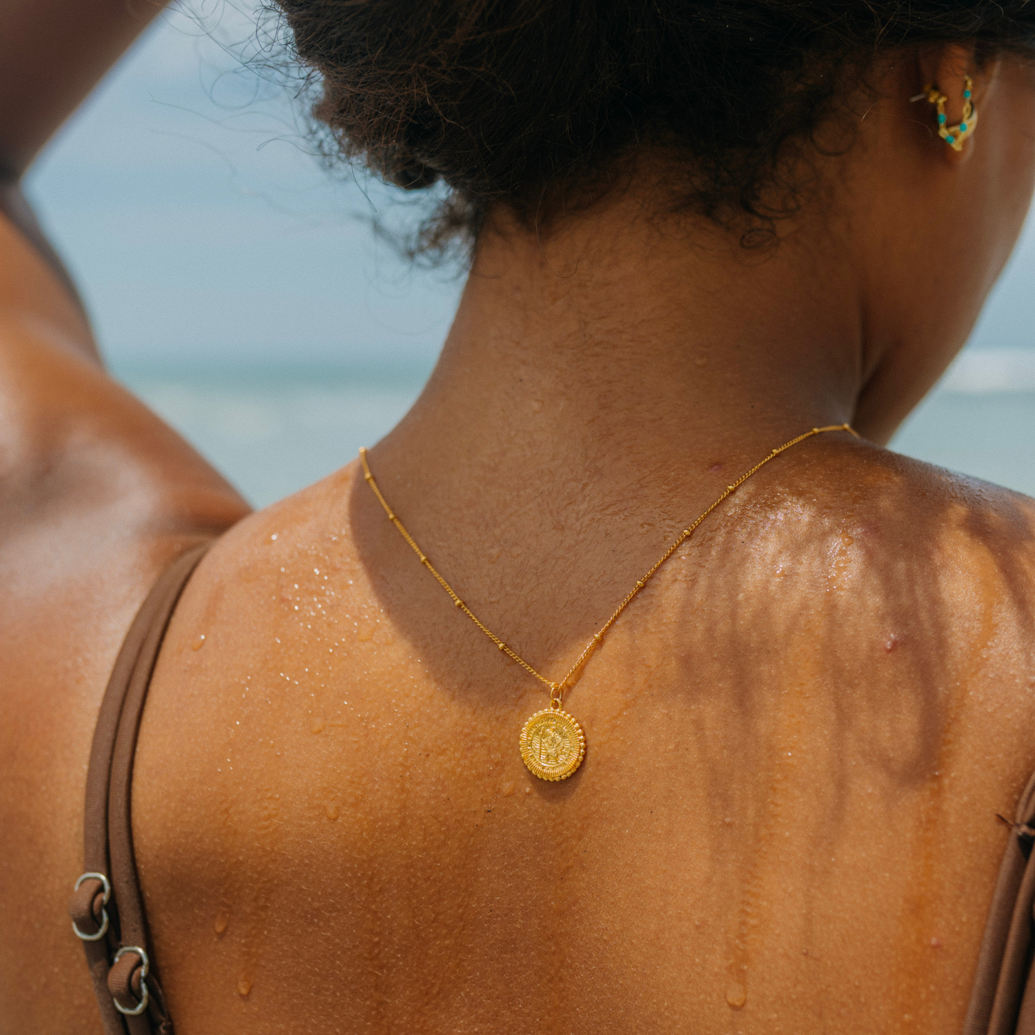St. Christopher Satellite Coin Necklace - Gold