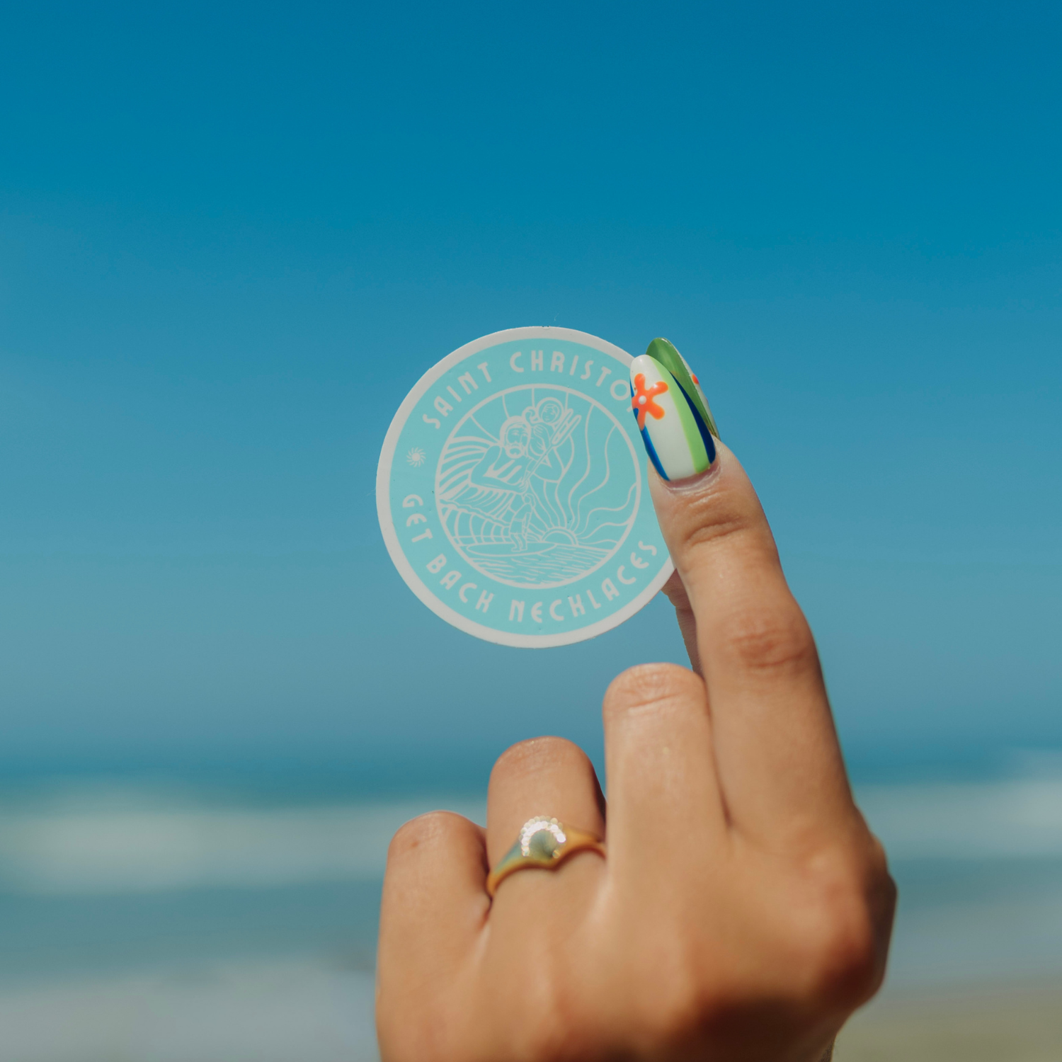 2" Aqua St. Christopher Sticker