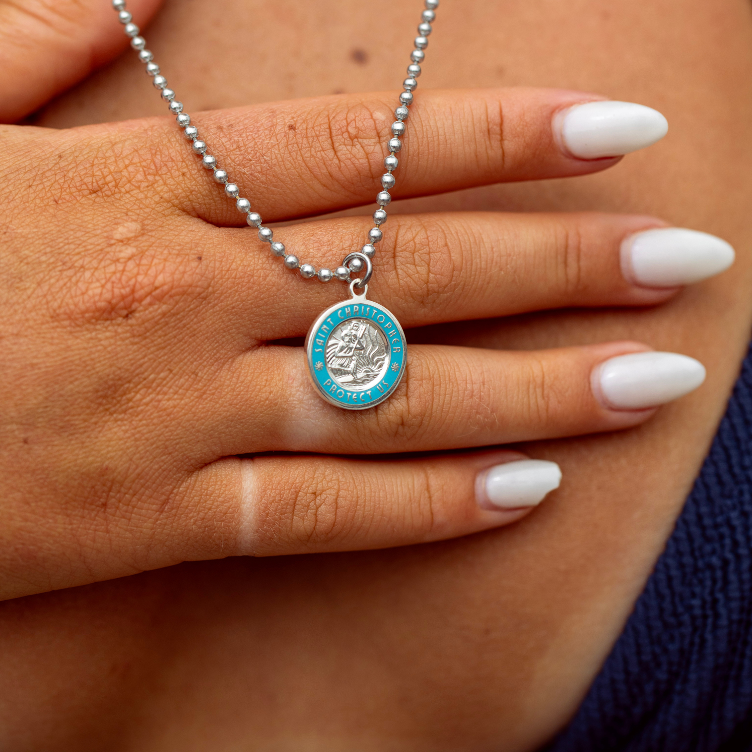 Medium - Silver / Baby Blue