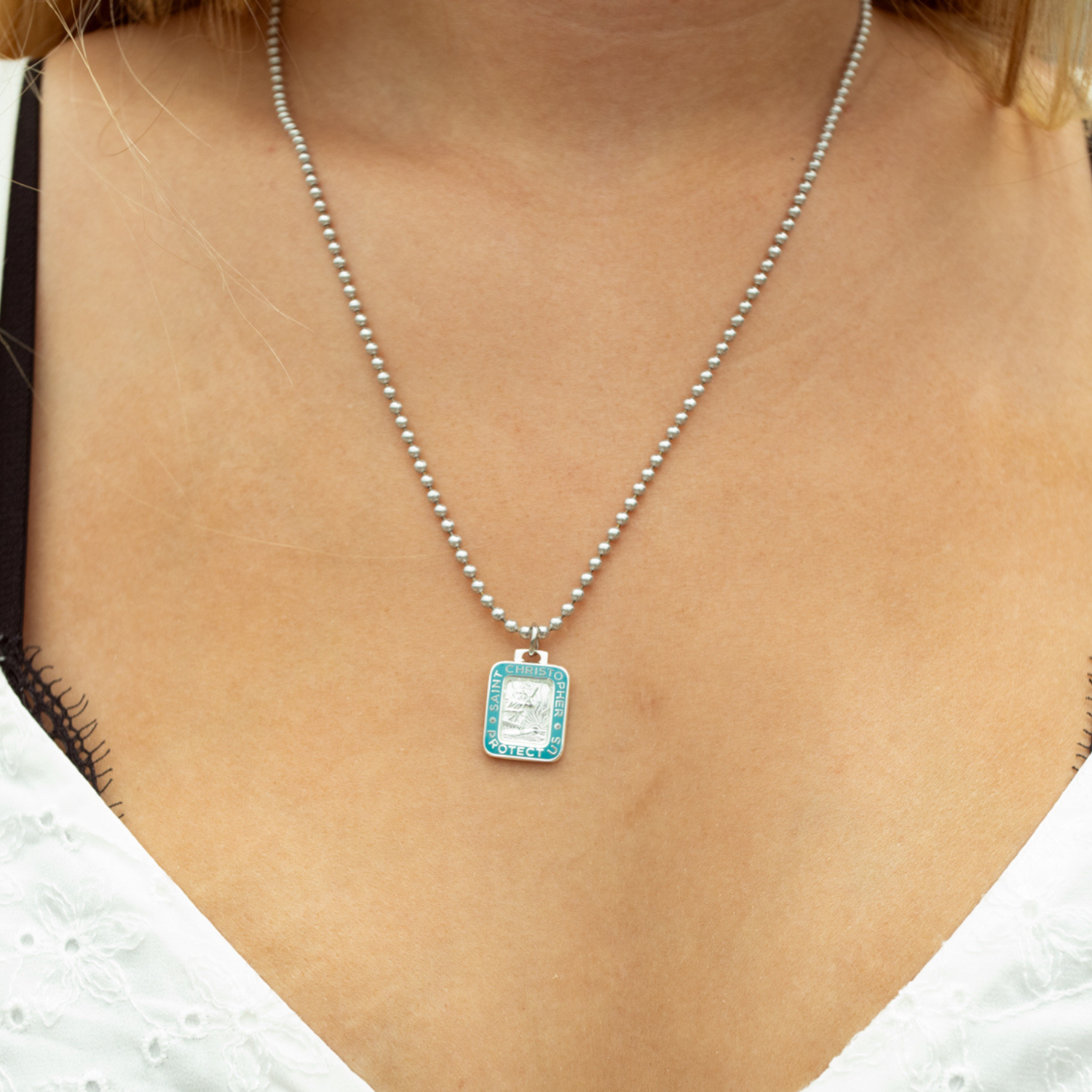 Rectangle - Silver / Baby Blue