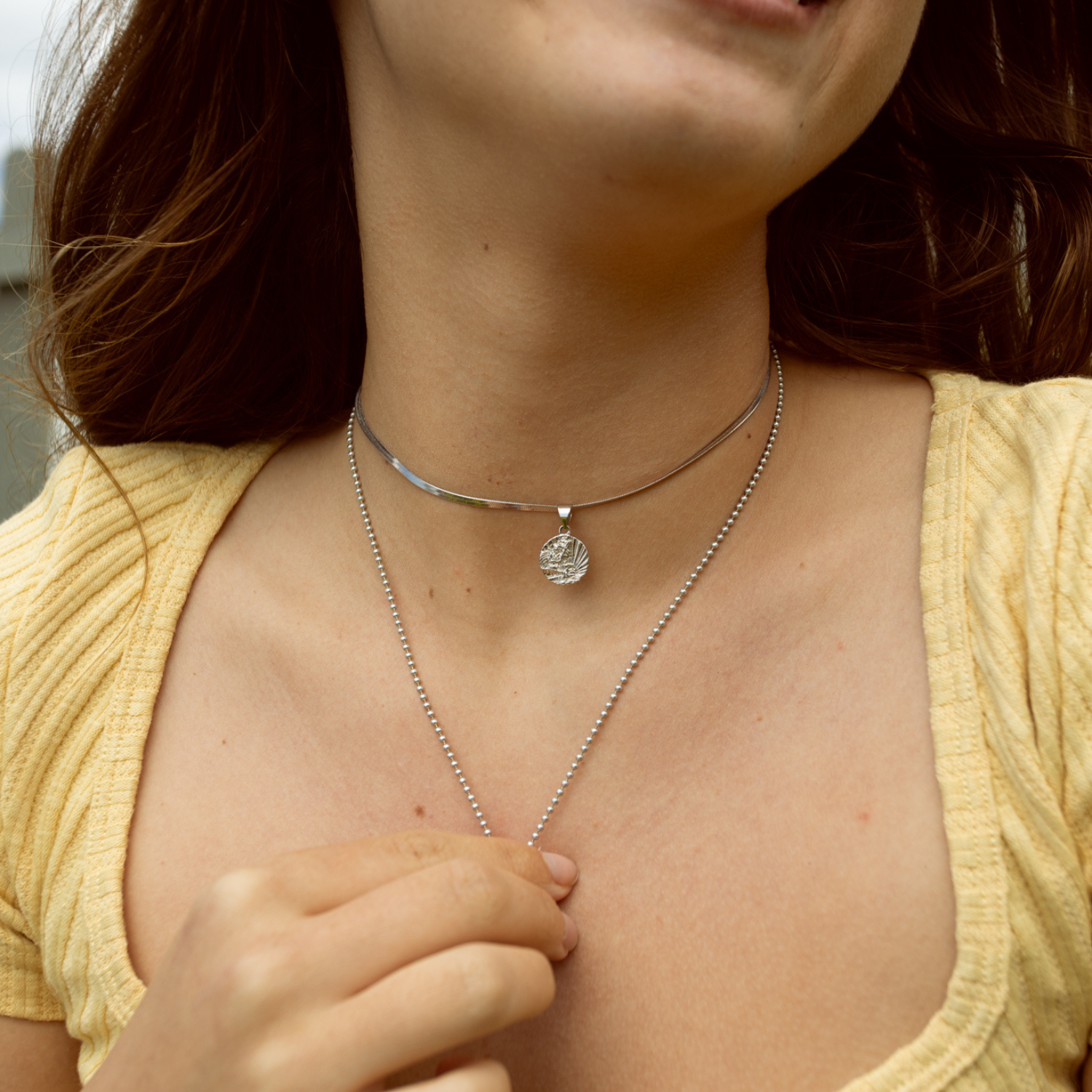 St. Christopher Herringbone Choker in Silver Get Back Necklaces