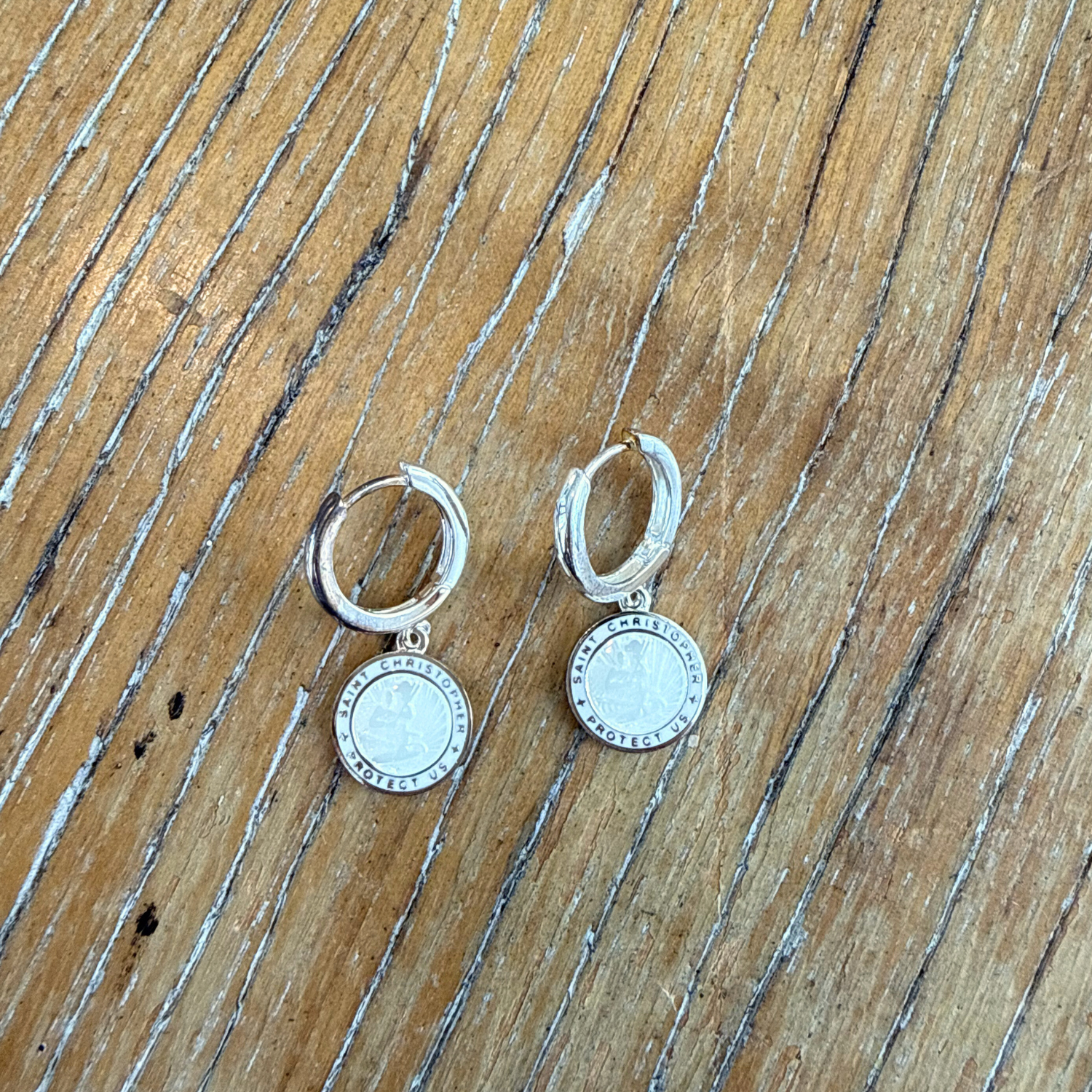 The Imperfect Archive  - White / White St. Christopher Earrings