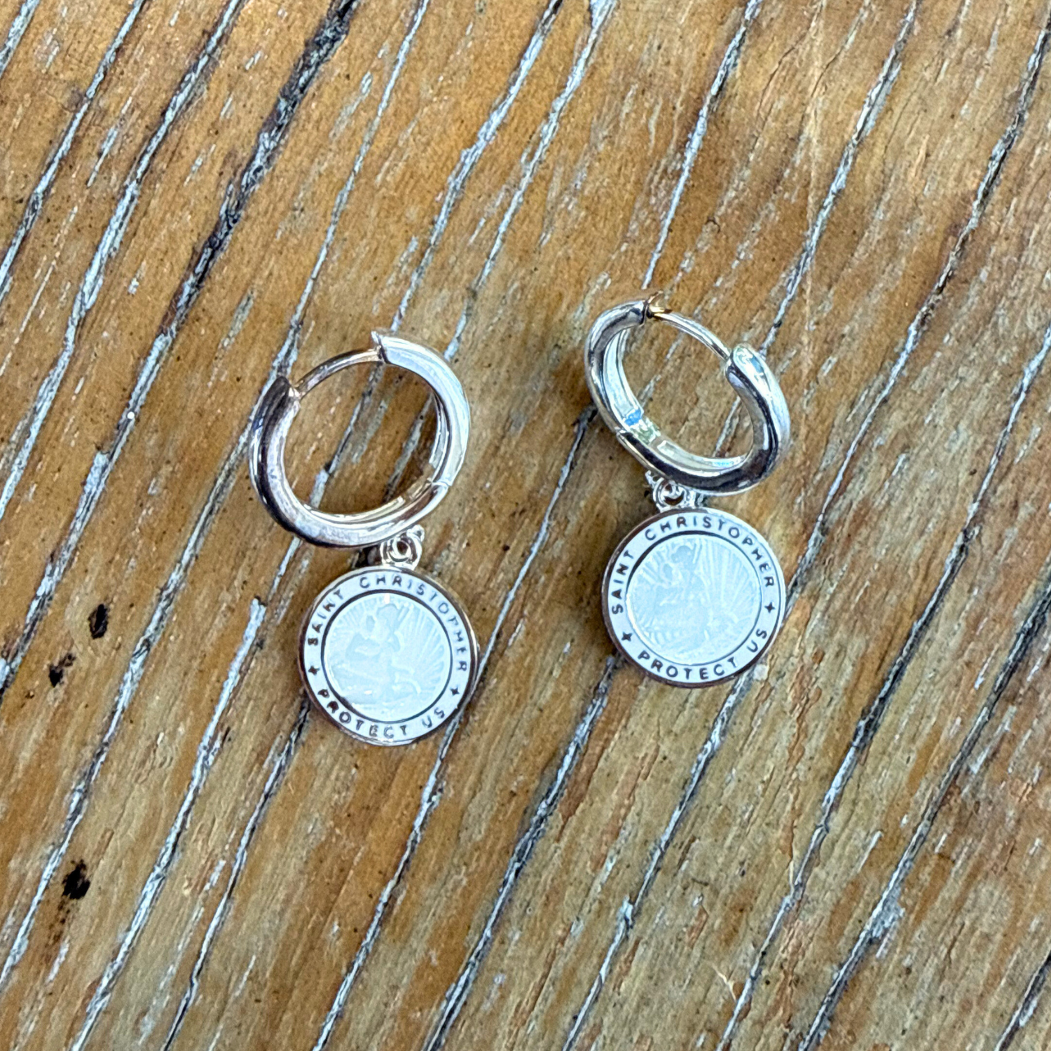 The Imperfect Archive  - White / White St. Christopher Earrings