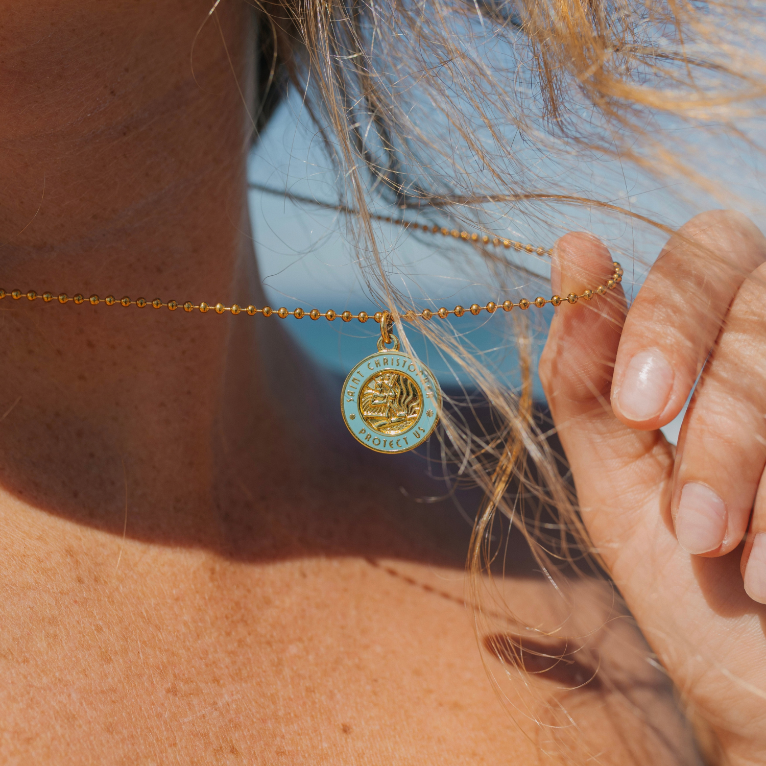 Medium - Gold / Baby Blue