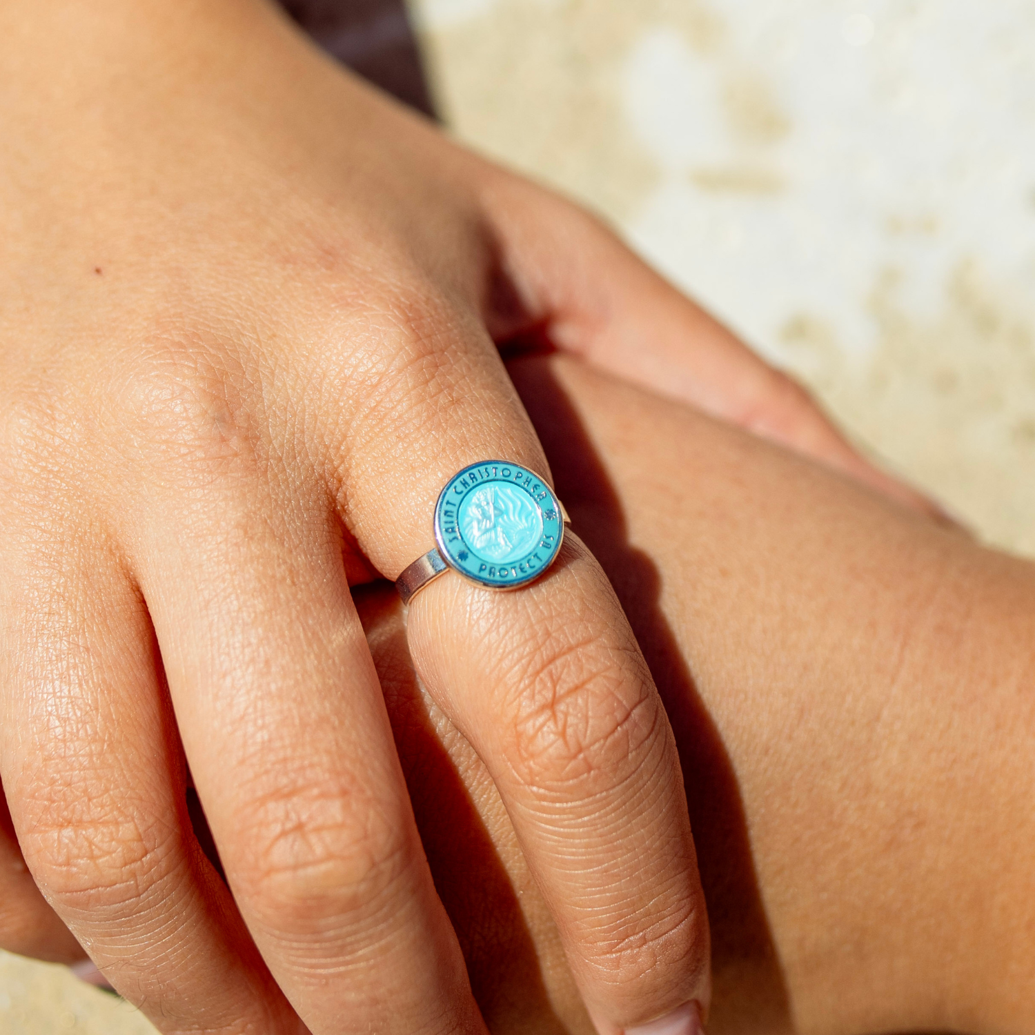 St. Christopher Ring - Aqua / Aqua