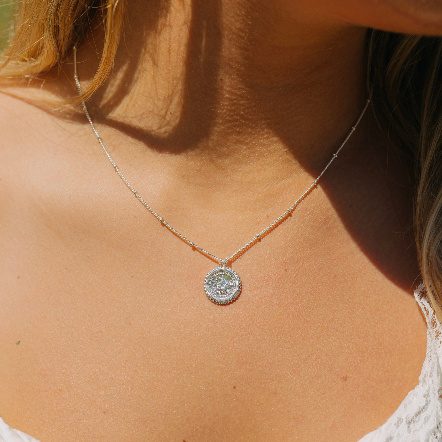 St. Christopher Satellite Coin Necklace - Silver