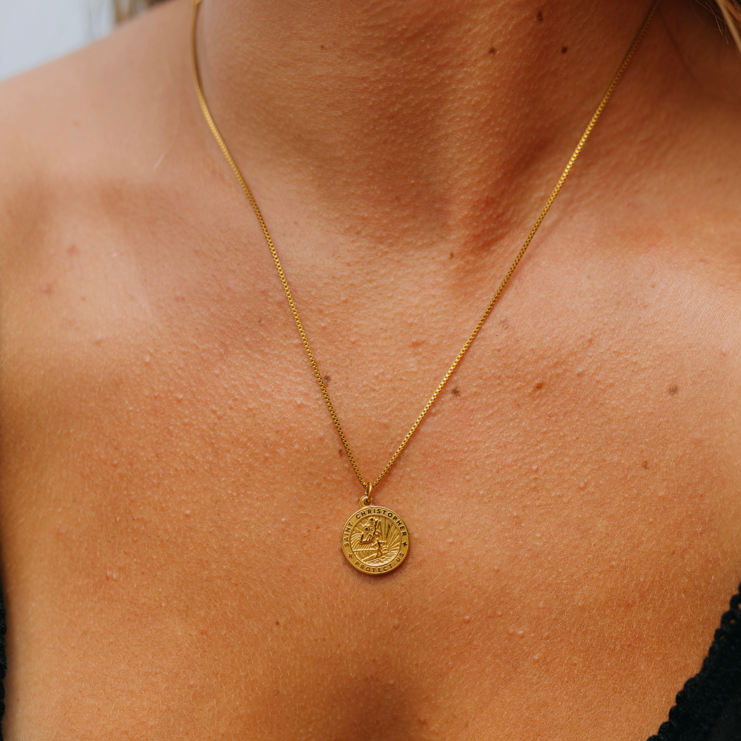 Gold St. Christopher Medallion Necklace