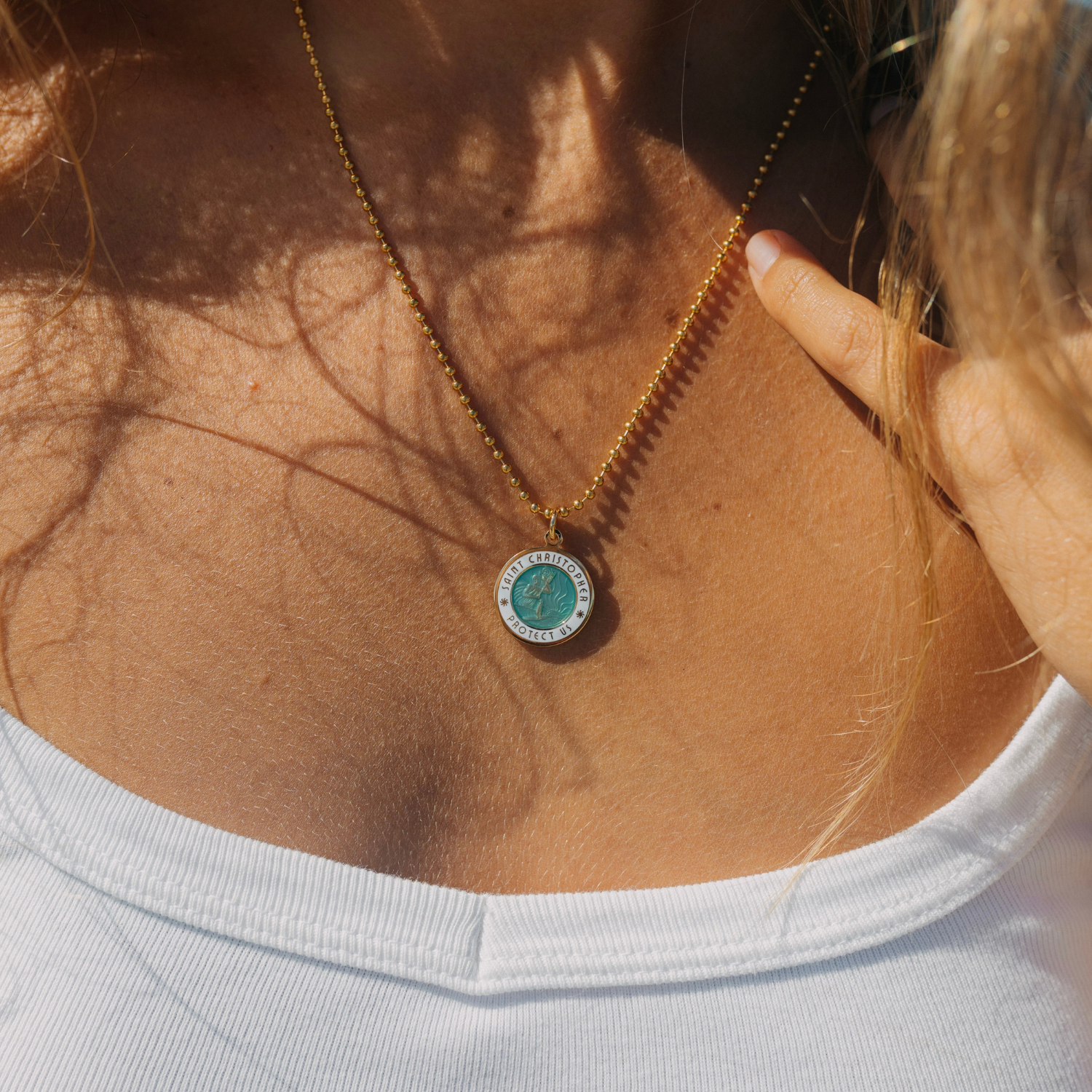 Medium - Gold / Aqua White