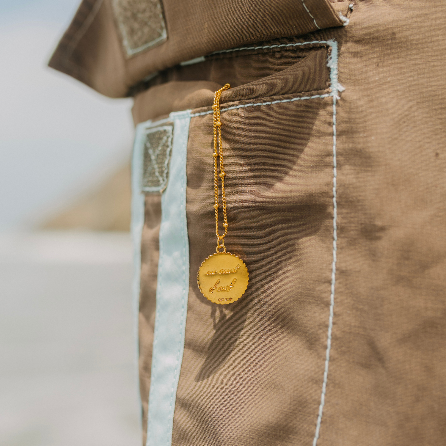 St. Christopher Satellite Coin Necklace - Gold