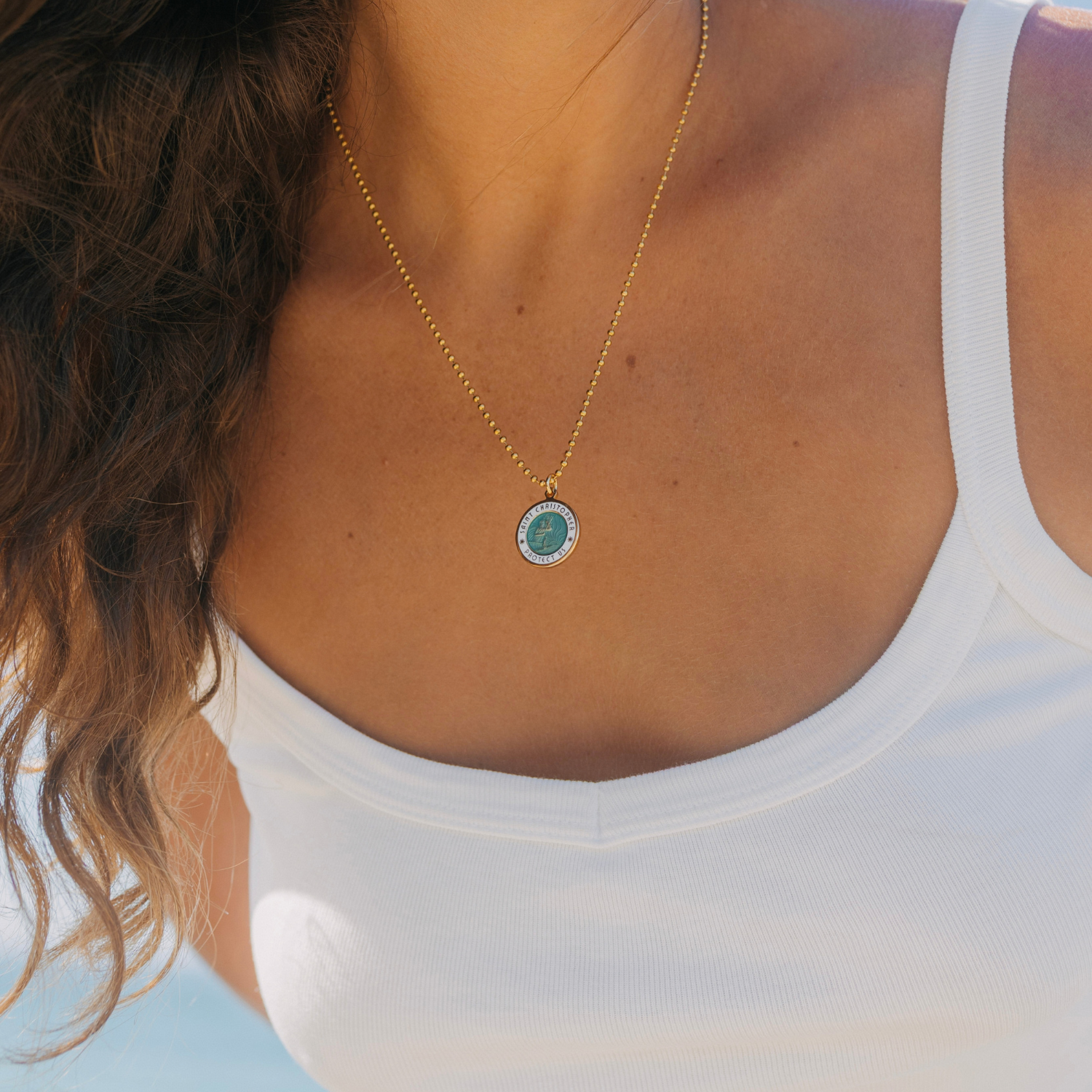 Medium - Gold / Aqua White