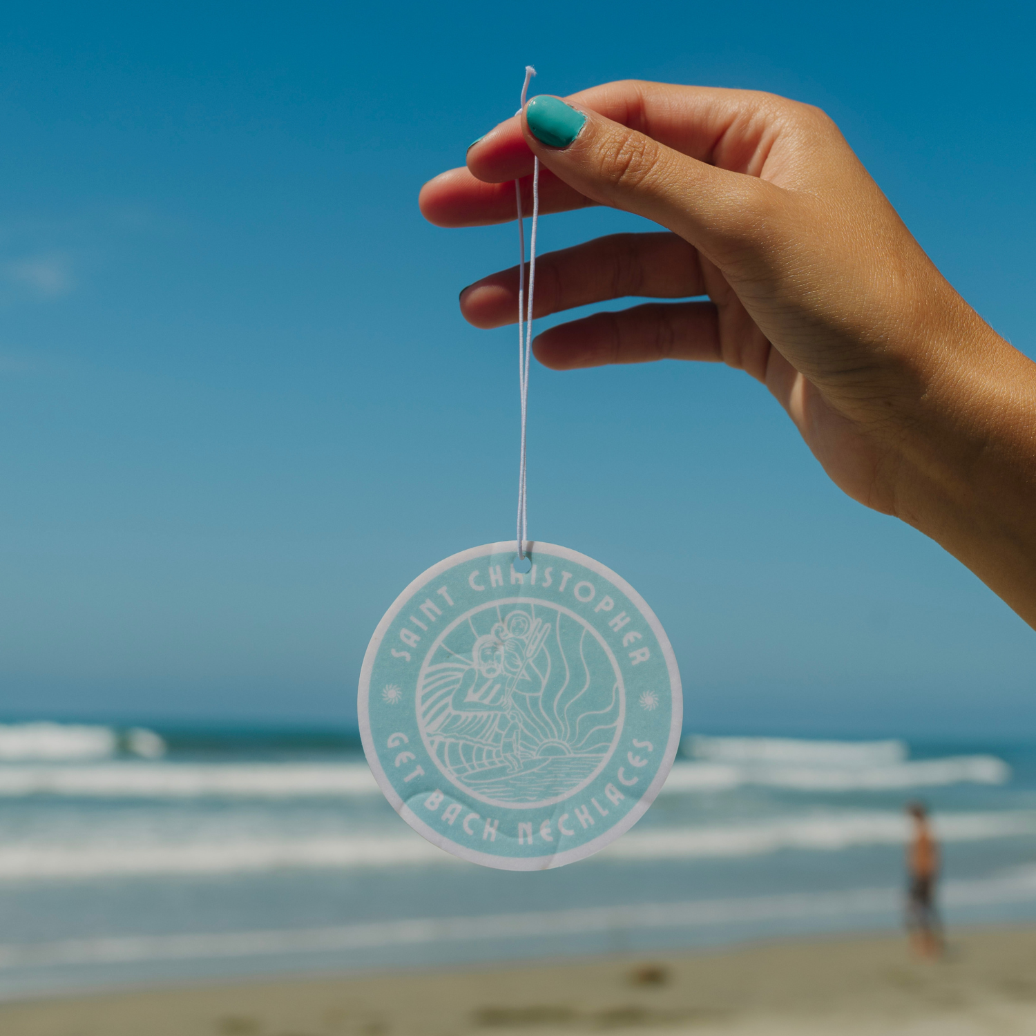 Round St. Christopher Air Freshener - Blue
