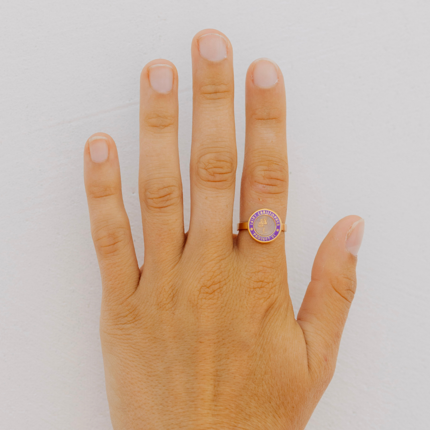 St. Christopher Ring - Gold Lavender / Lavender