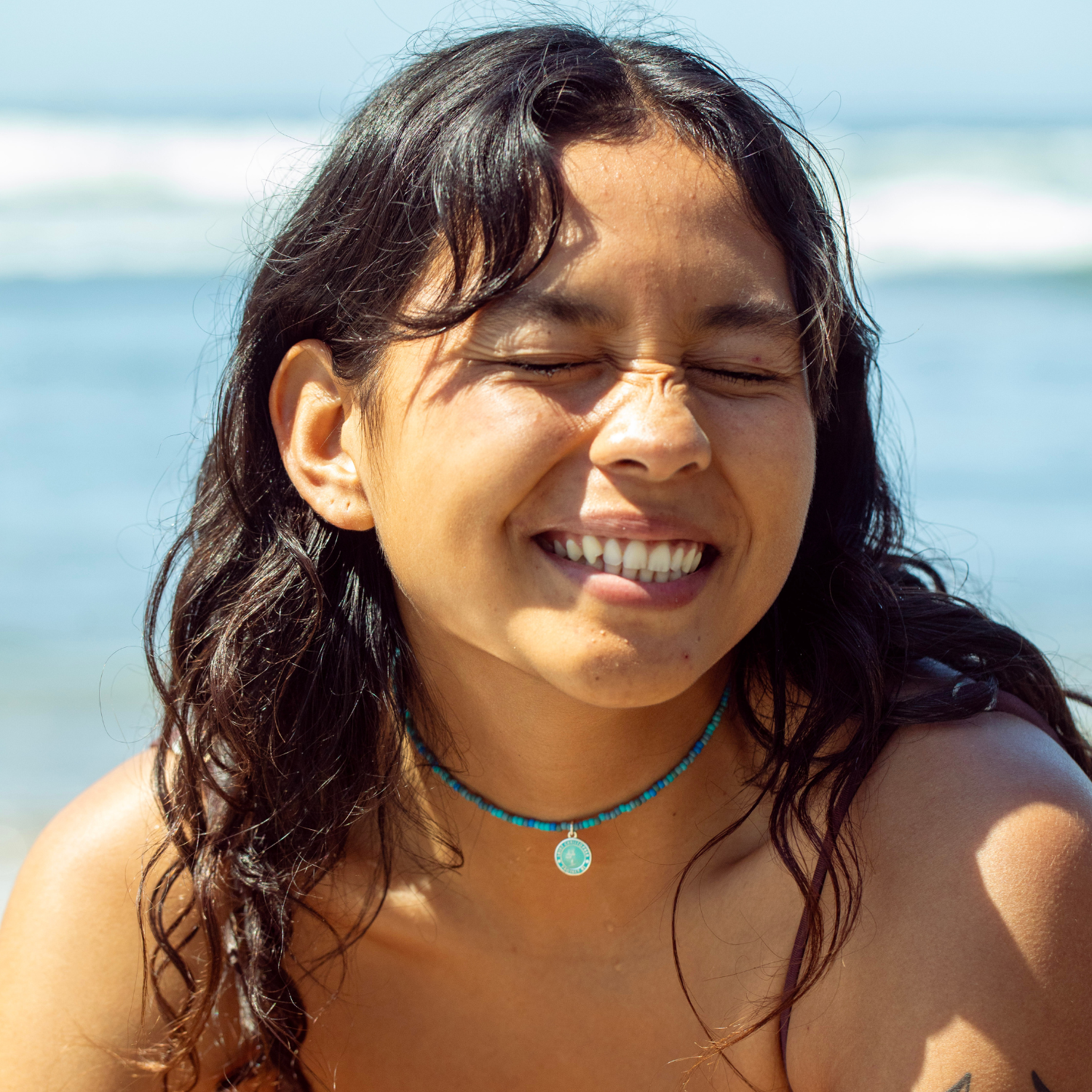 Blue Lagoon Beaded Choker - Teal / Teal
