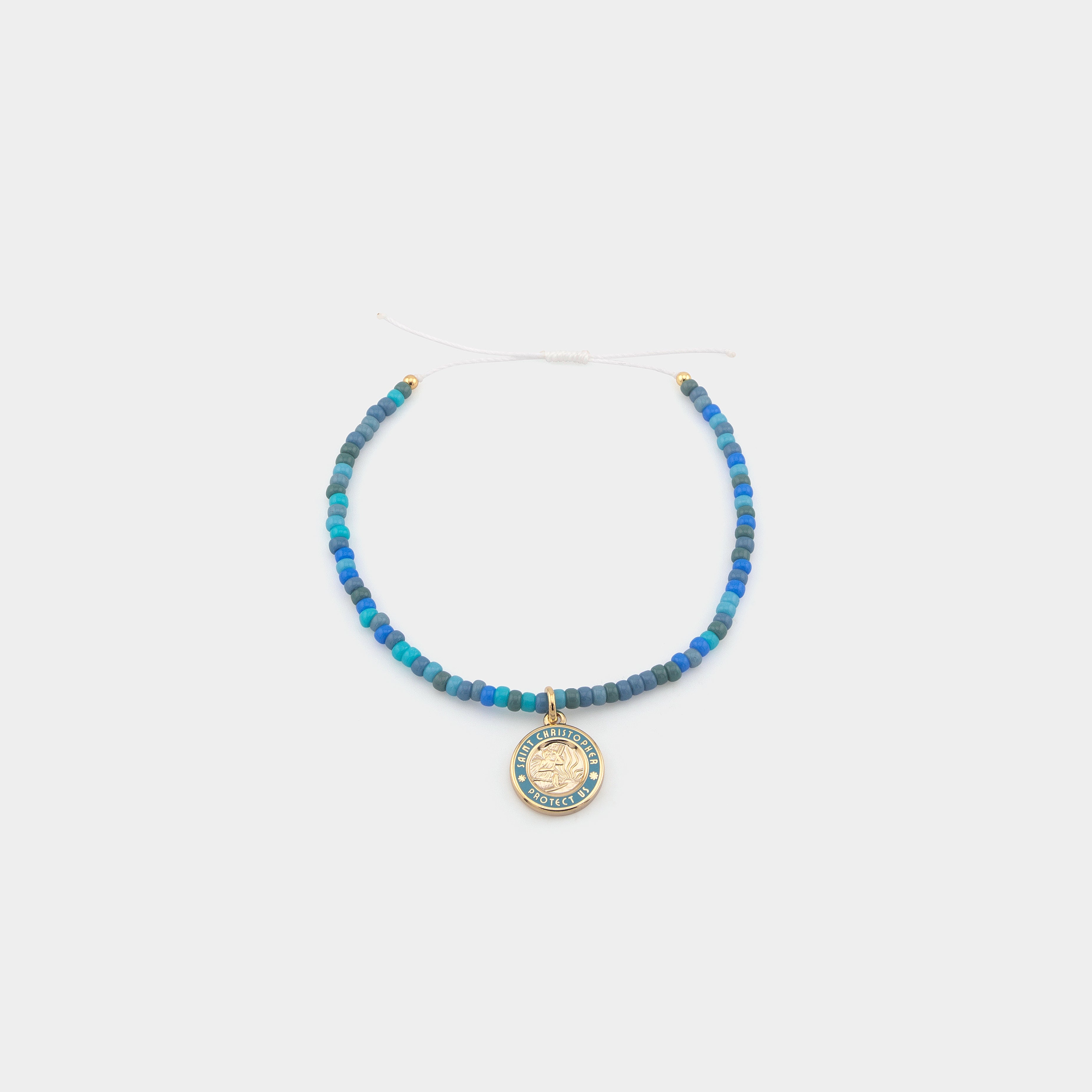 Blue Lagoon Beaded Bracelet - Gold / Baby Blue