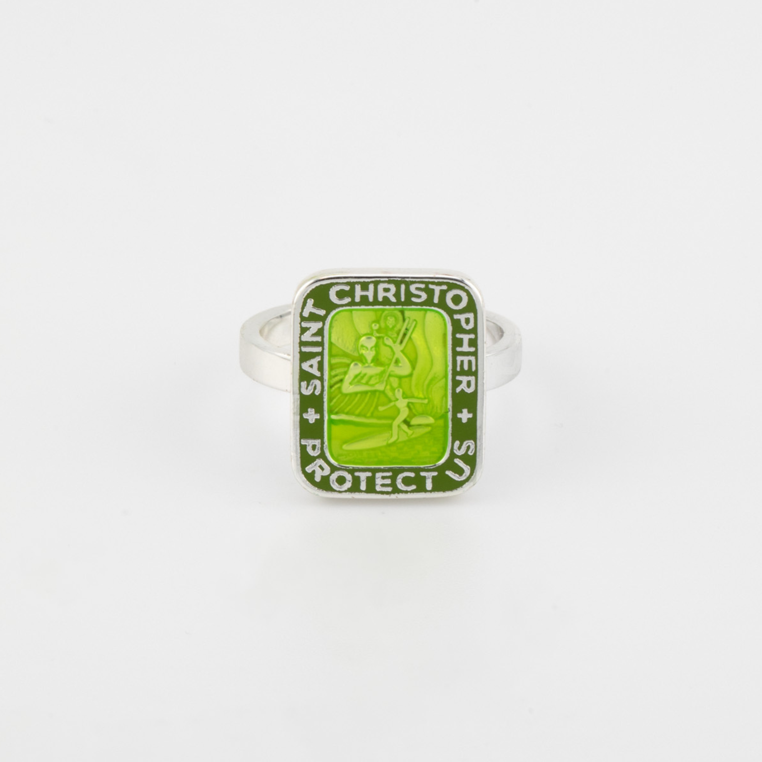 St. Christopher Rectangle Ring - Green / Green