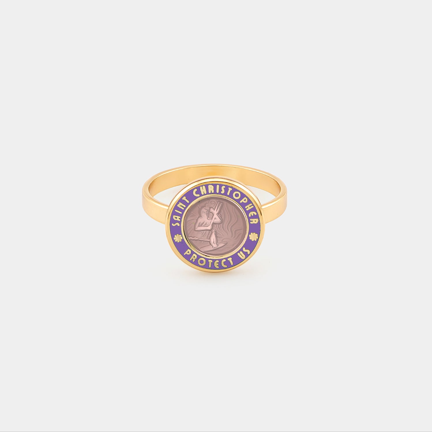 St. Christopher Ring - Gold Lavender / Lavender