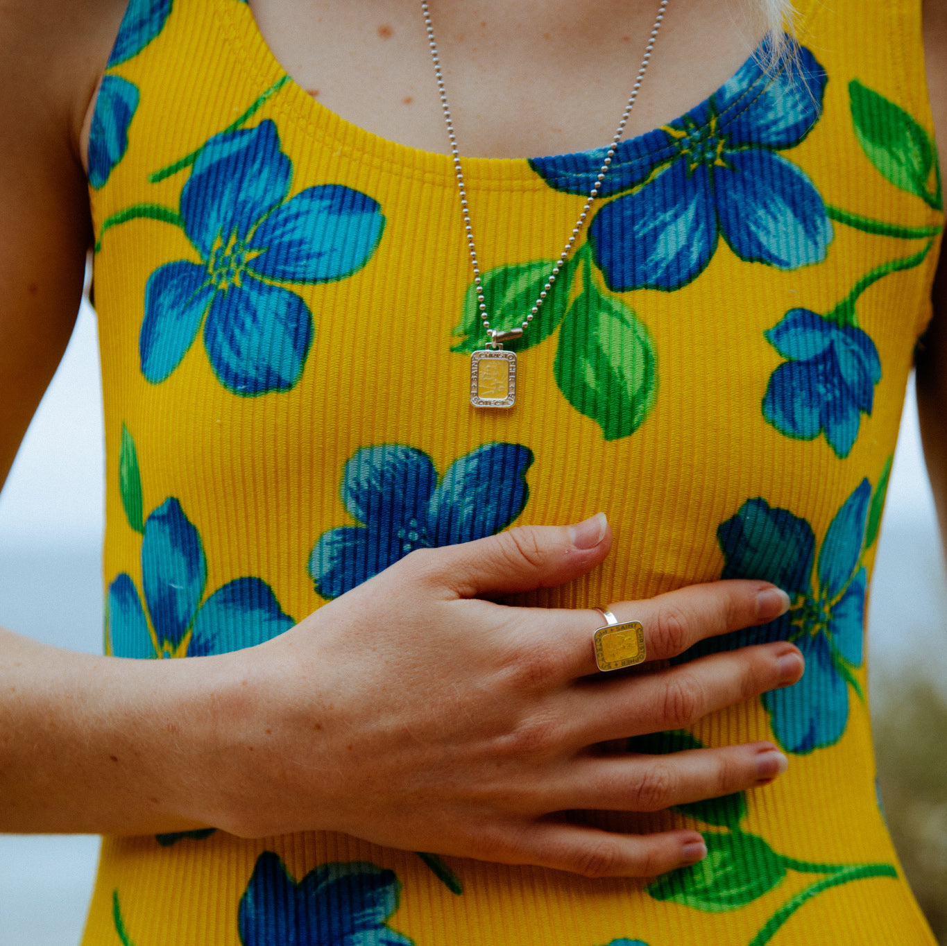 St. Christopher Rectangle Ring - Yellow / Yellow