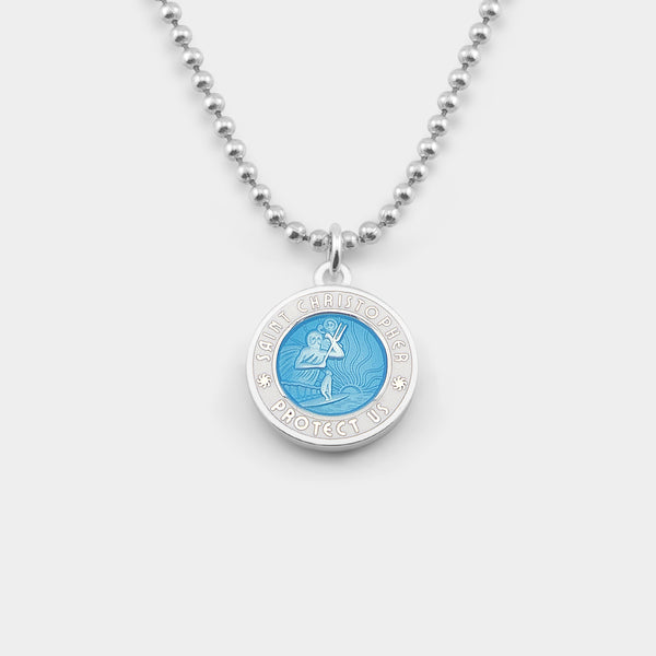 St. Christopher Necklace in Aqua & White // Get Back Necklaces