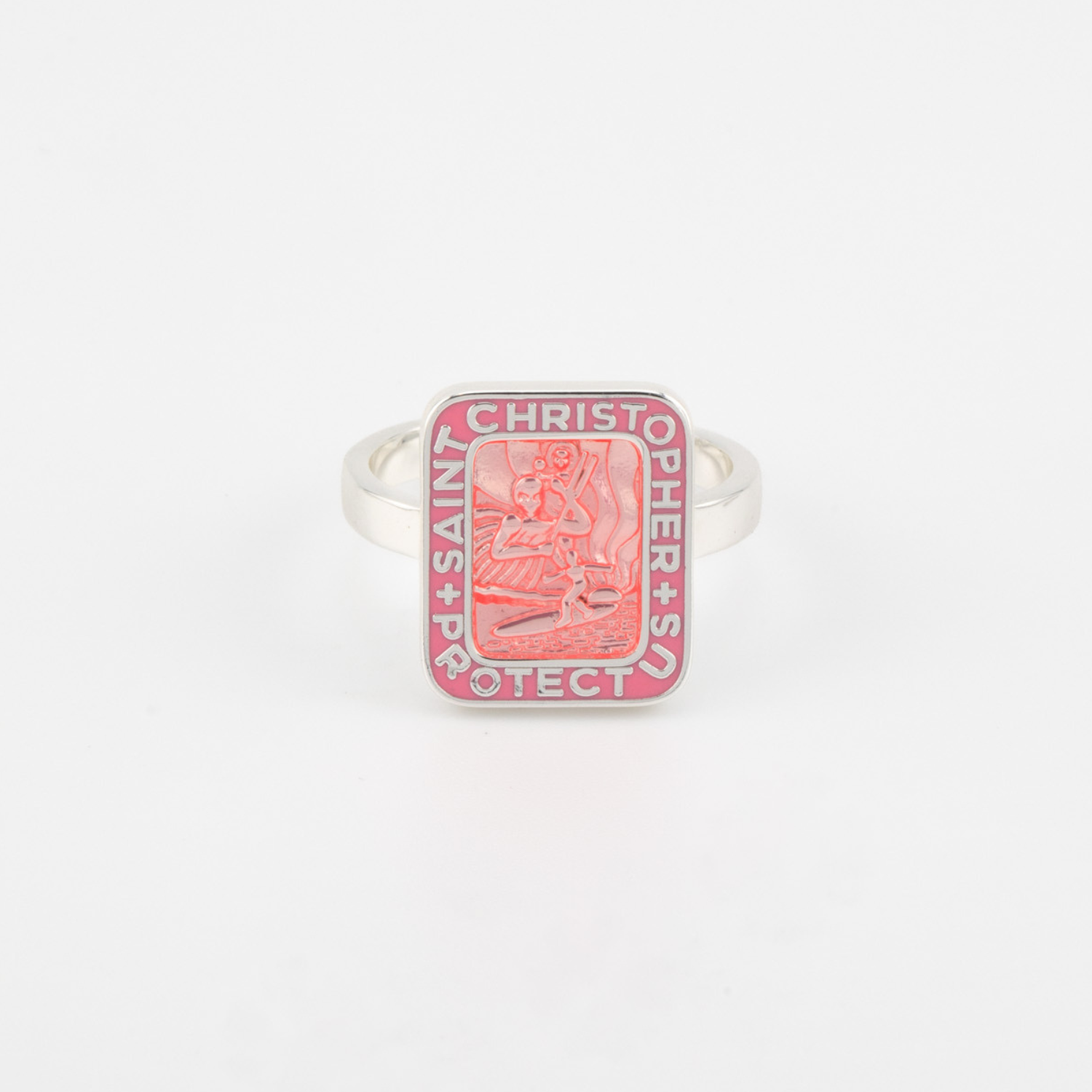 St. Christopher Rectangle Ring - Pink / Pink