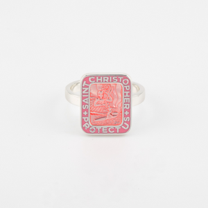 St. Christopher Rectangle Ring - Pink / Pink