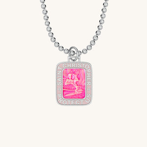 Hot Pink Pink Rectangle St. Christopher 