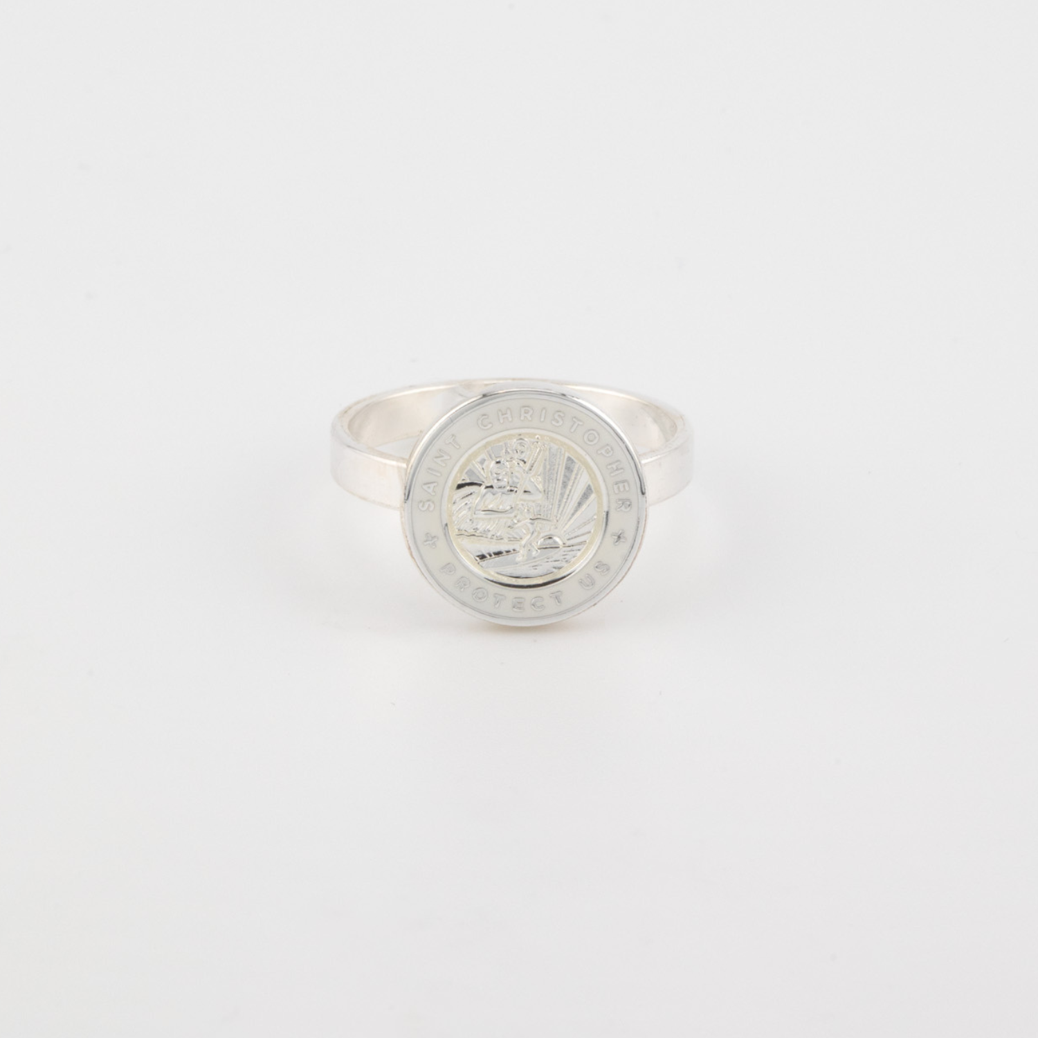 St. Christopher Ring Silver / White